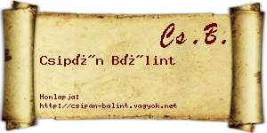 Csipán Bálint névjegykártya